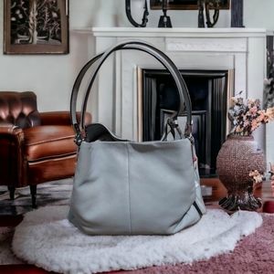 Coach Madison Phoebe Pebbled Leather Bag Baby Blue GUC